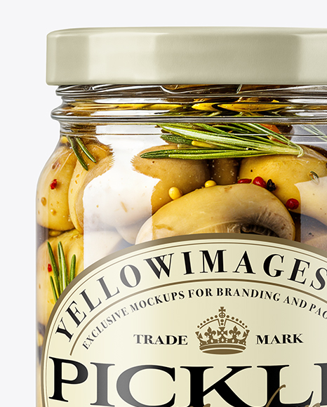 Glass Jar with Sliced ​​Champignons Mockup