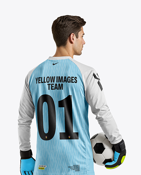 Soccer Goalkeeper Wearing Long Sleeve Jersey and Shorts Mockup