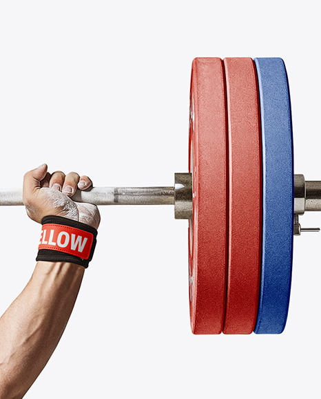 Man Wearing Weightlifing Suit with Barbell Mockup
