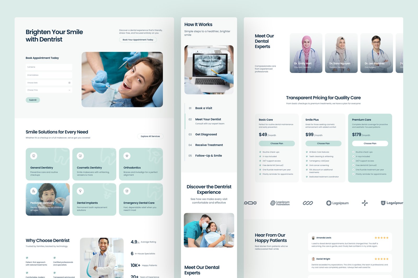 Dentrist - Dental Clinic Website UI Figma Template