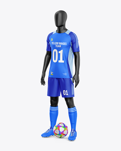 Training Short Sleeve Full Soccer Kit Mockup - Half Side View
