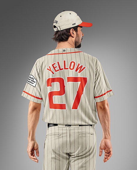 Baseball Player Wearing a Jersey and Cap Mockup
