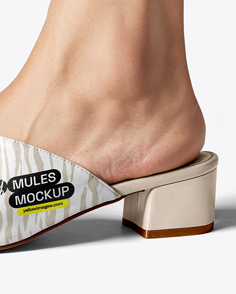 Pair of Mules on Woman's Legs Mockup