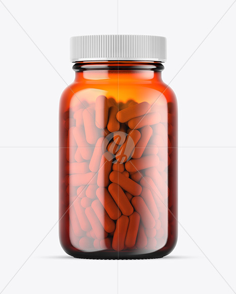 Orange Glass Pills Jar Mockup