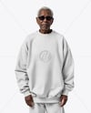 Elderly Black Man Wearing Oversize Sweatshirt and Sweatpants Mockup