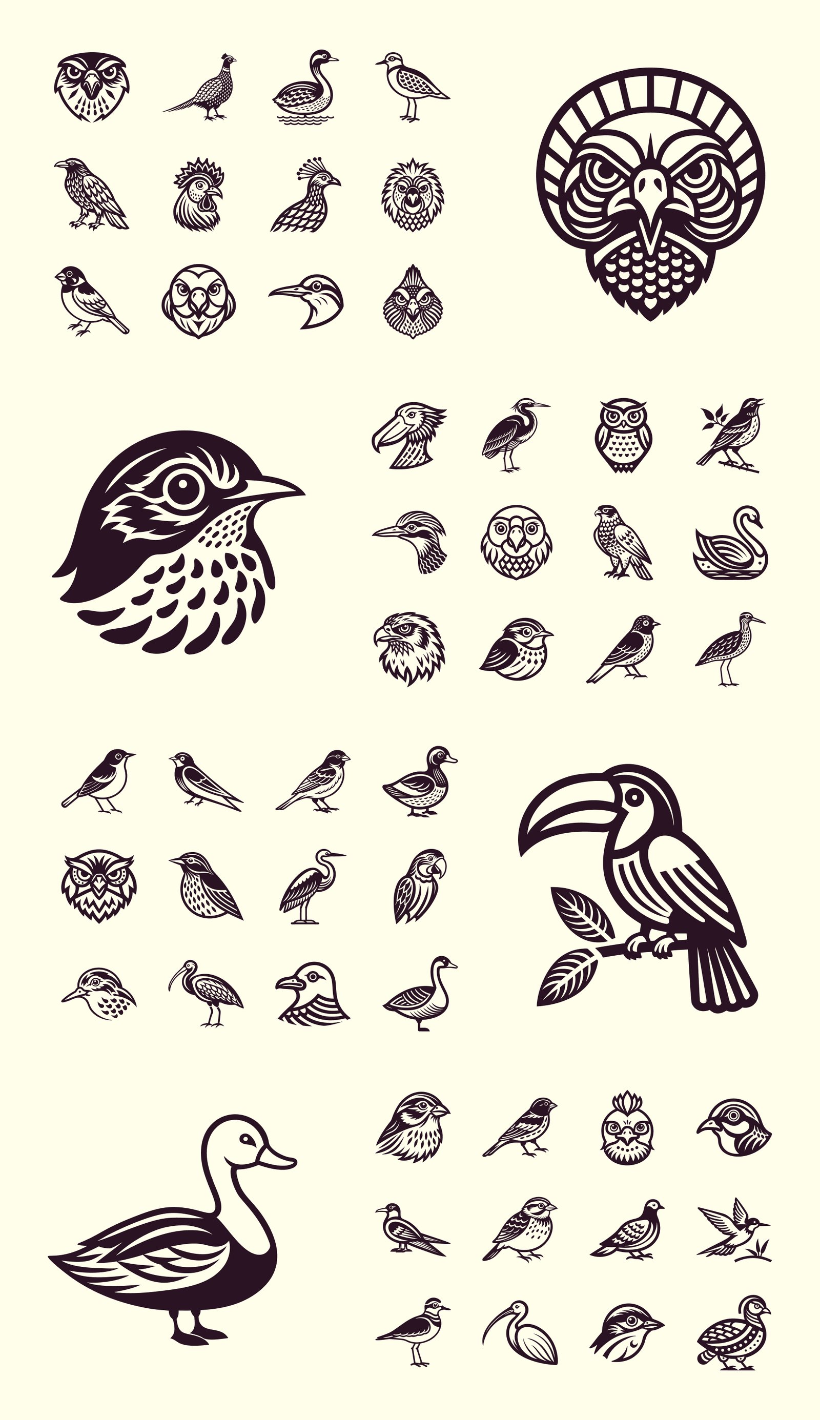 Birds Silhouette Icon Set