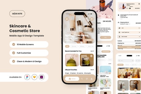 Olivyne – Cosmetic Shop Mobile App UI Design Template