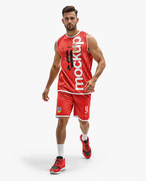 Basketball Player Wearing Sleeveless Shirt and Shorts Mockup - GFX+Baseball+Sleeveless+Shirt+Mockup+-+Front+View+26399+...