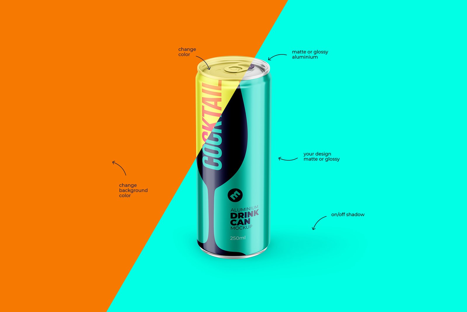 Slim 250ml Aluminium Can Mockup