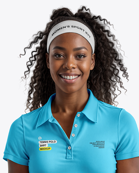 Black Woman Wearing Tennis Polo Shirt and Skirt Mockup