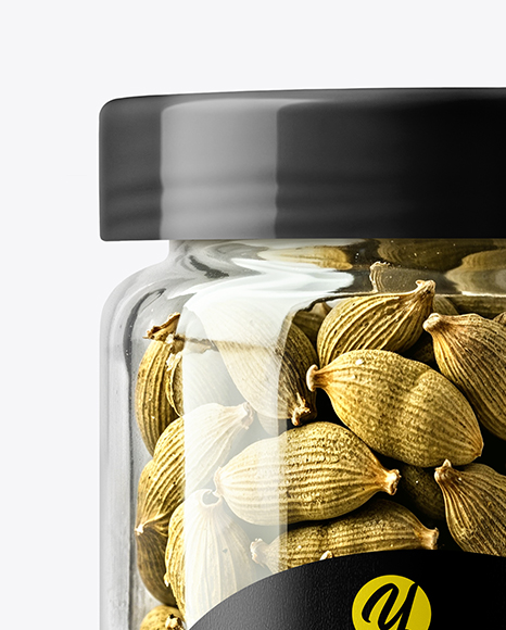 Clear Glass Jar with Cardamom Pods Mockup