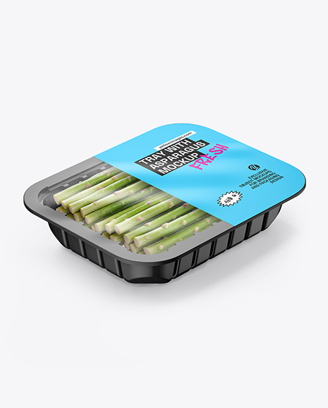 Plastic Tray with Asparagus Mockup - Mockups