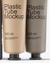 Amber Bottles with Tubes Mockup