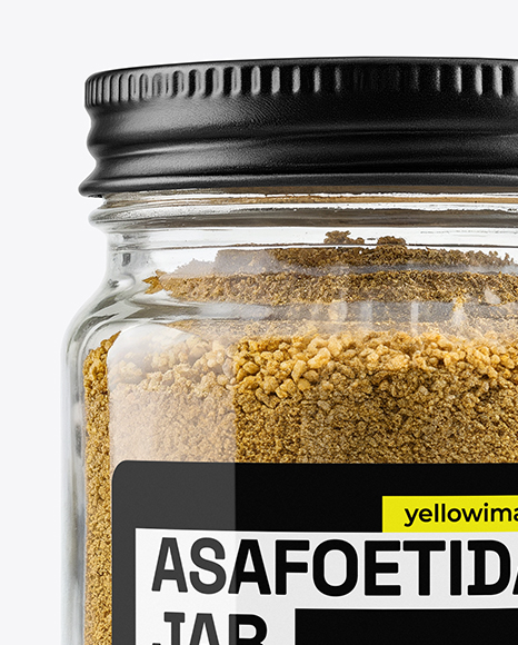 Glass Jar with Asafoetida Spice Mockup