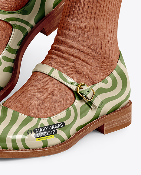 Mary Janes with Socks on Woman's Legs Mockup