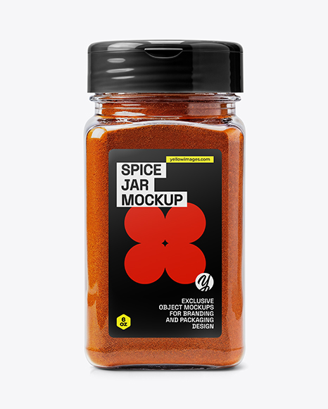 Plastic Square Spice Jar with Smoked Paprika Mockup - Realistic mockups