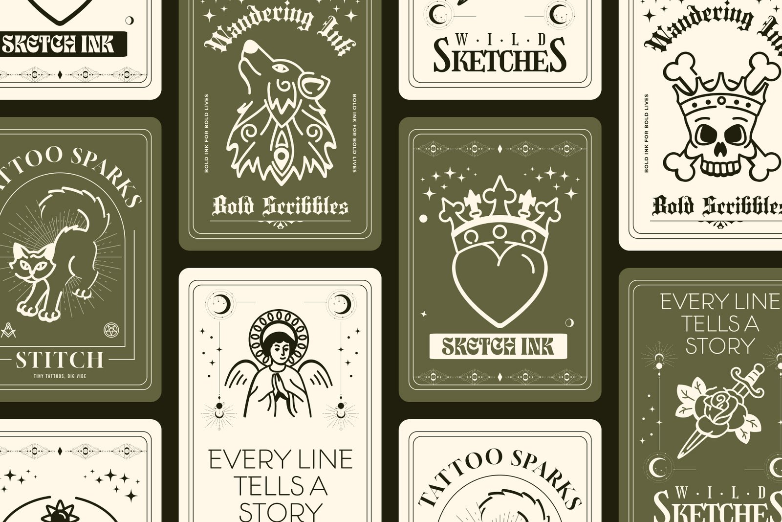 Hand Drawn Tattoos Art Set