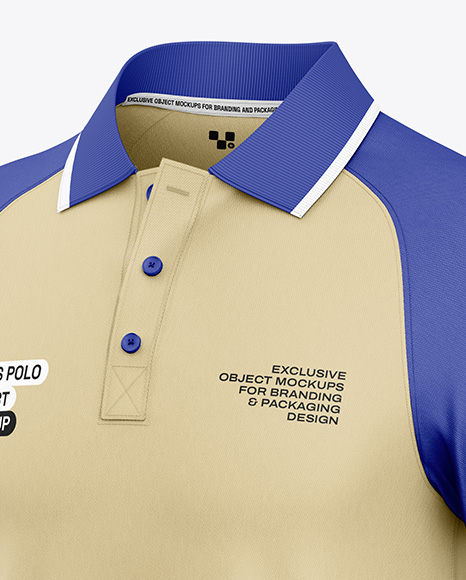 Men's Raglan Polo Shirt Mockup - Half Side View