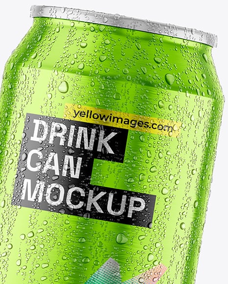 500ml Aluminium Can with Drops in the Hand Mockup