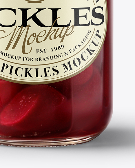 Clear Glass Jar with Pickled Beets Mockup