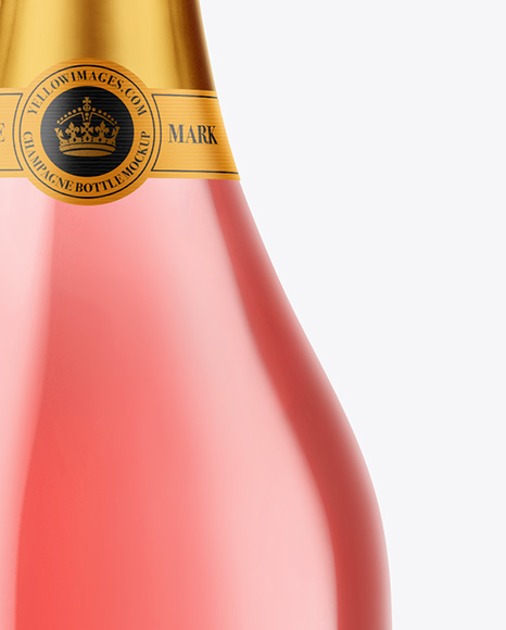 Clear Glass Pink Champagne Bottle Mockup