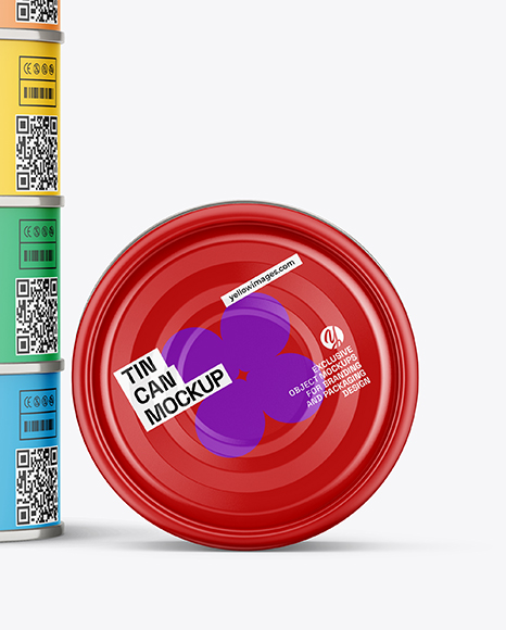 Five Matte Tin Cans Mockup