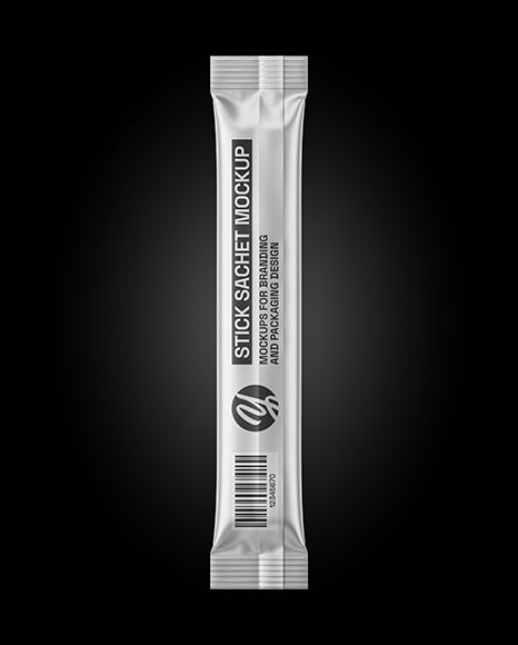 Matte Metallic Stick Sachet Mockup