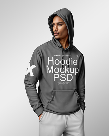 Black Man Wearing a Hoodie and Pants Mockup