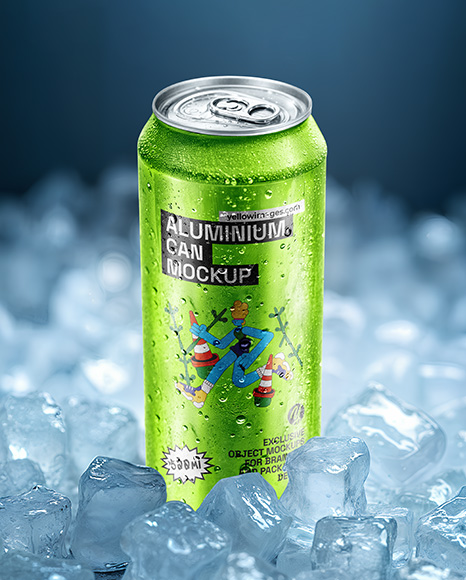 Aluminium Can in Ice Mockup