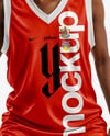 Female Basketball Player Wearing a V-Neck Jersey and Shorts Mockup