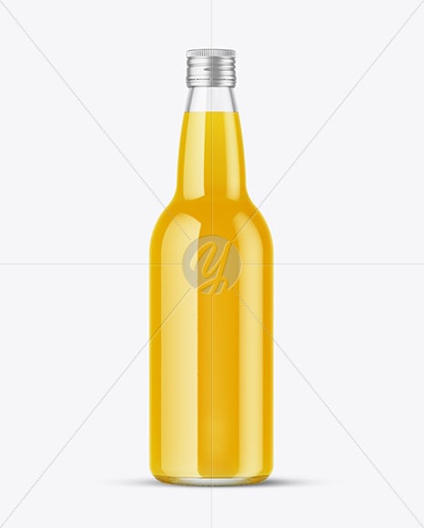 Clear Glass Bottle with Orange Juice Mockup