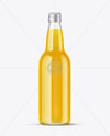 Clear Glass Bottle with Orange Juice Mockup