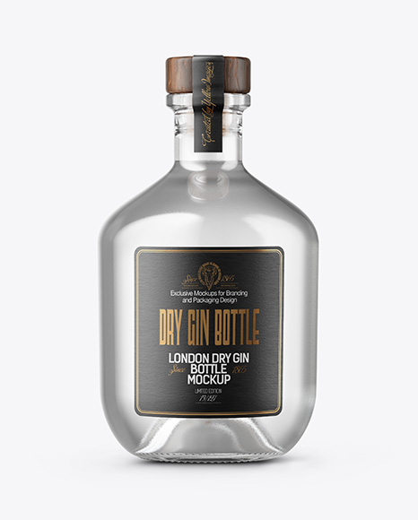 Glass Dry Gin Bottle Mockup - Notebook sticker mockup