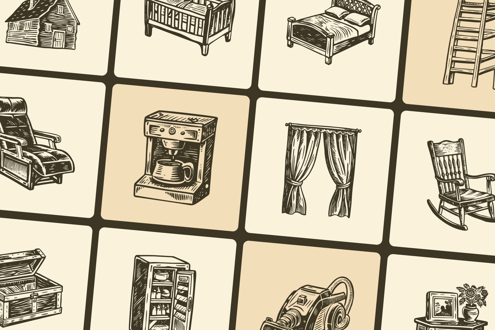 Vintage Home Illustration Set