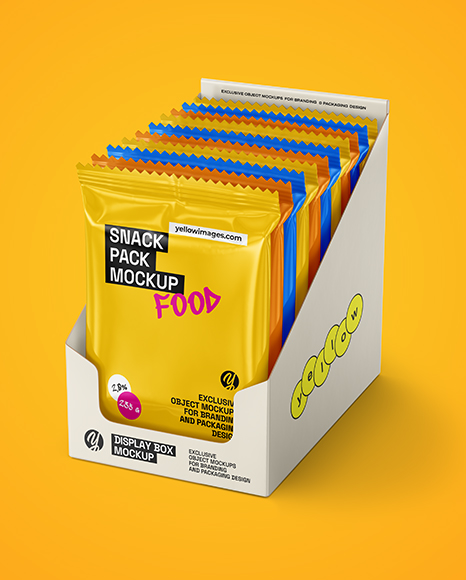 Small Display Box with Glossy Snacks Mockup