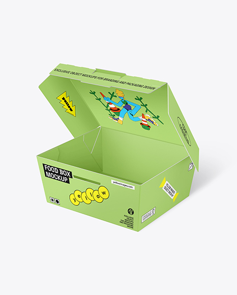 Opened Paper Food Box Mockup - Paper+Food+Boxes+Packaging+Mockup+Collection+|+|+Designertale