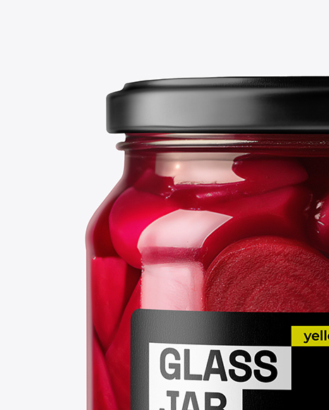 Clear Glass Jar with Pickled Beets Mockup