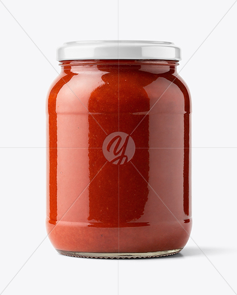 Clear Glass Jar with Pizza Sauce Mockup