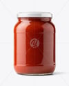Clear Glass Jar with Pizza Sauce Mockup