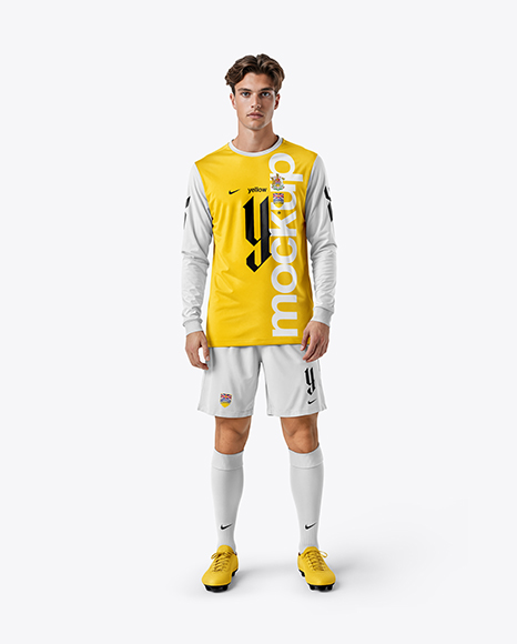 Soccer Player Wearing Long Sleeve Jersey and Shorts Mockup - Mens+Short+Sleeve+Soccer+Jersey+Mockup+Back+View+(PSD+...
