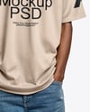 Black Man Wearing Oversized T-Shirt and Baseball Cap Mockup