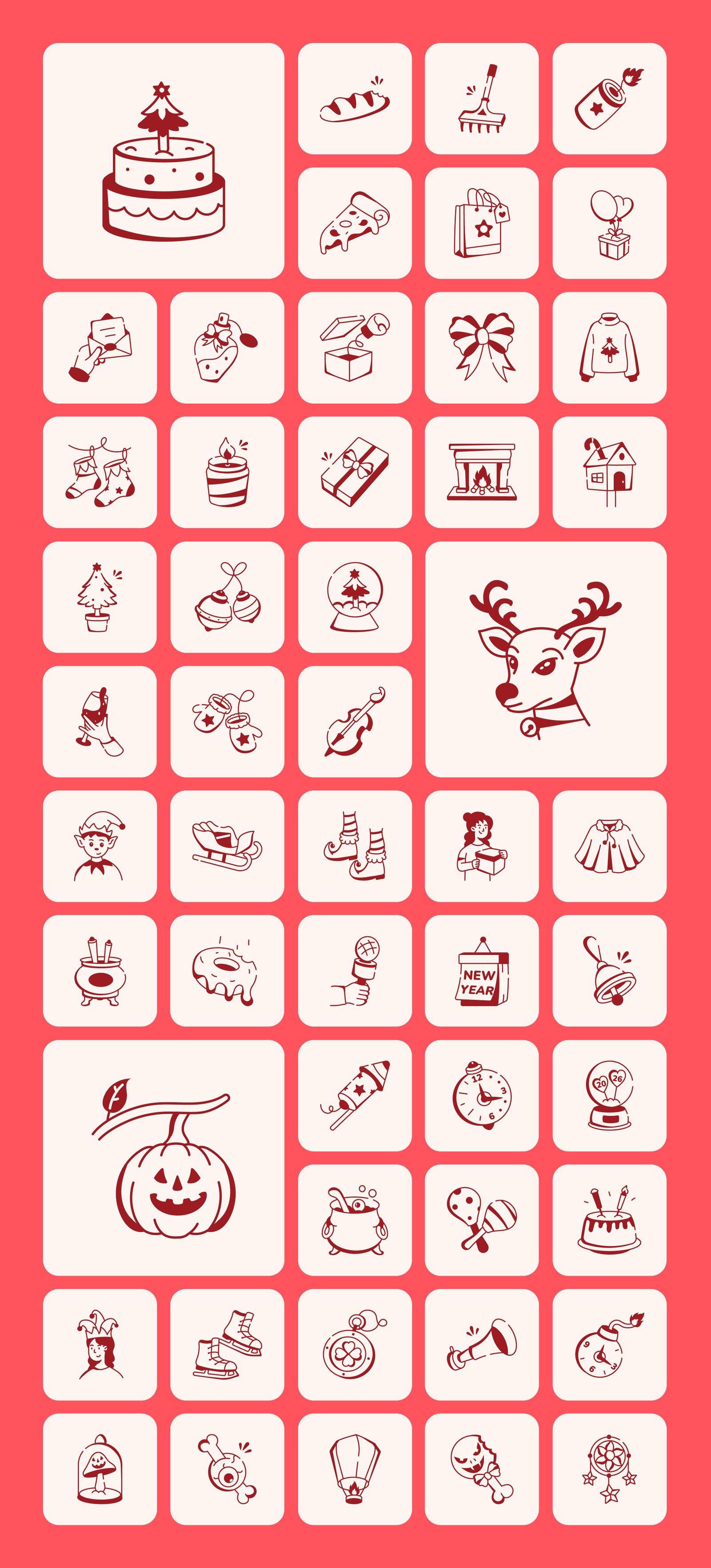 Love and Celebration Doodle Icons Bundle