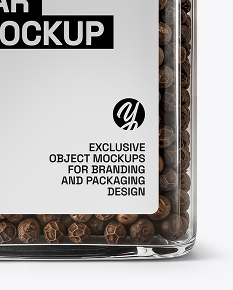 Square Spice Jar with Whole Black Pepper Mockup