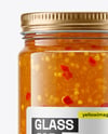 Clear Glass Jar with Hot Pepper Jelly Mockup