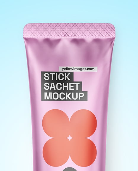 Matte Metallic Stick Sachet Mockup