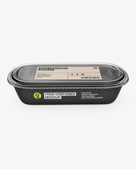 Kraft Paper Food Container in Paper Sleeve Mockup