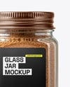 Clear Glass Square Jar with Ground Nutmeg Mockup