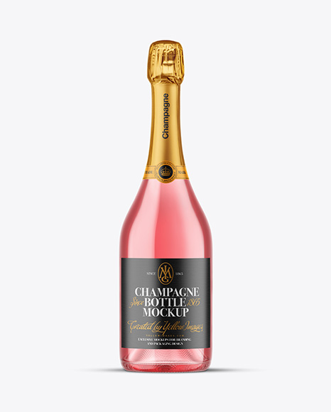 Clear Glass Pink Champagne Bottle Mockup