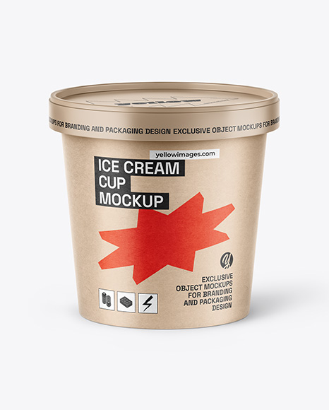 Kraft Paper Ice Cream Cup Mockup - Ice cream mockup