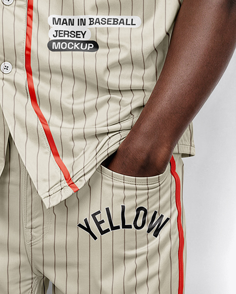 Afro-American Baseball Player Wearing a Jersey and Cap Holding a Bat Mockup